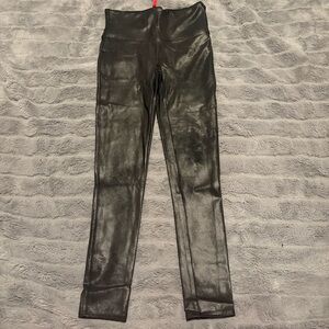 SPANX Faux Leather Leggings Black High Rise Skinny Medium